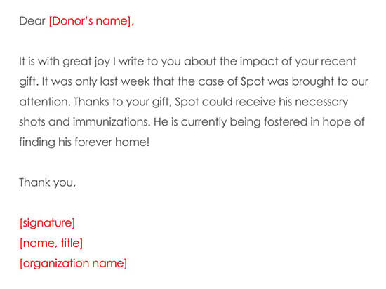 Example Donation Thank You Letter 04 Example Donation Thank You Letter 04