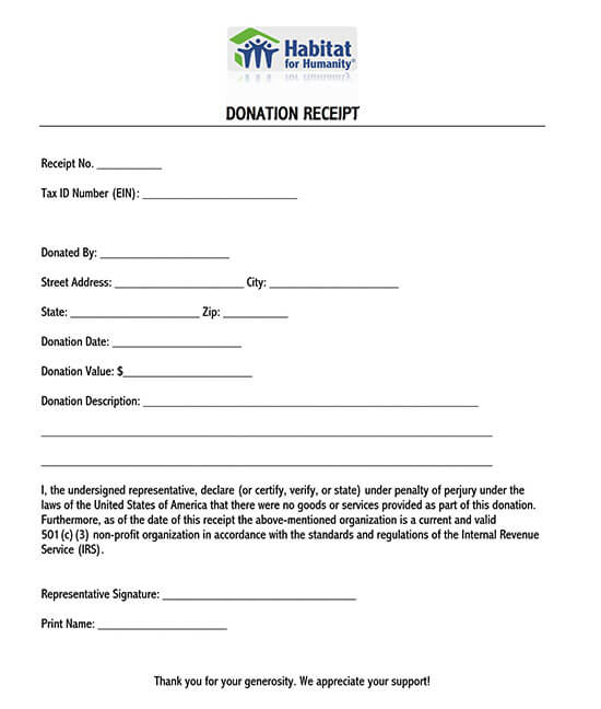 donation receipt template excel 08