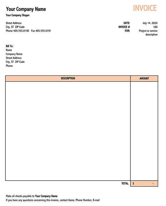 blank invoice template excel