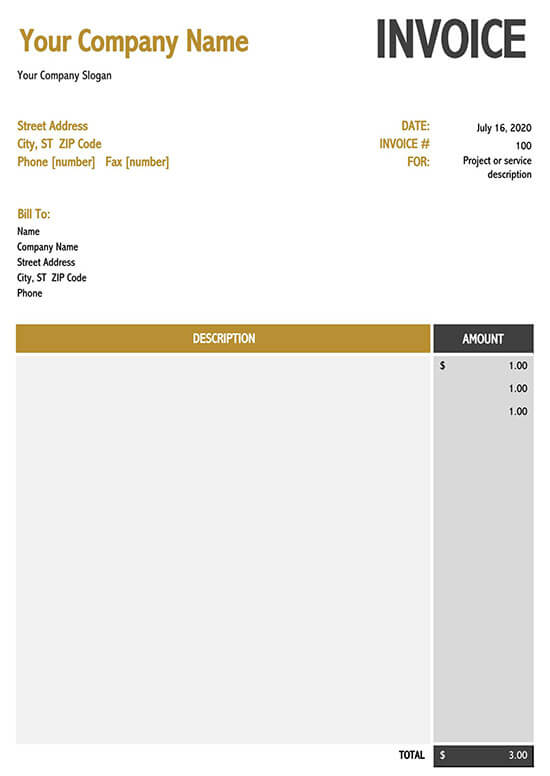 simple invoice template excel