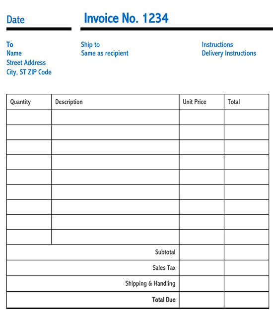 sales invoice template word