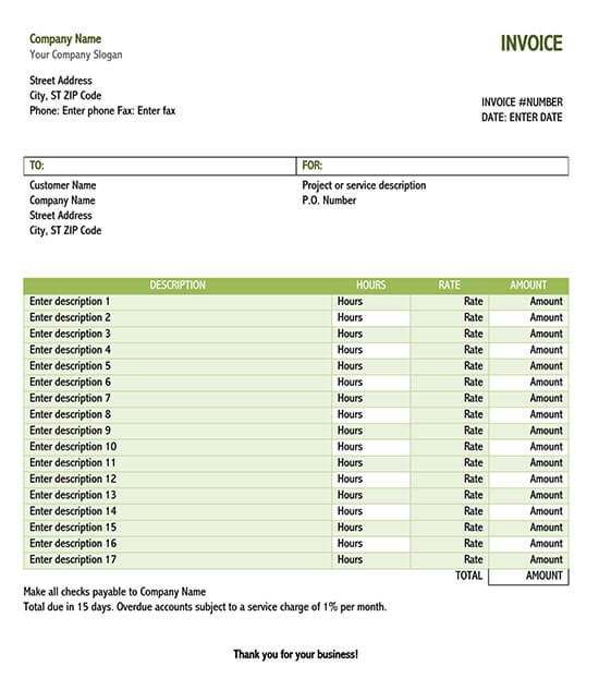 35 Free Invoice Templates Word Excel Download Customize Print