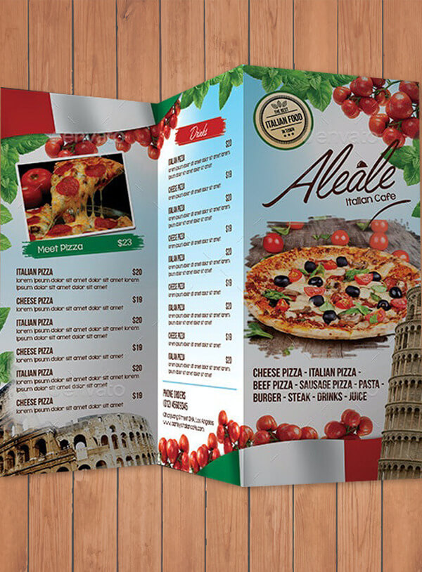 Italian Trifold Menu Sample Italian Trifold Menu Sample
