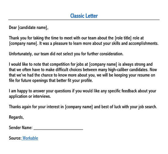 office rejection letter