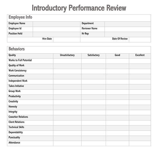 employee performance evaluation form doc