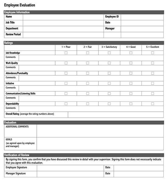 annual performance appraisal form sample