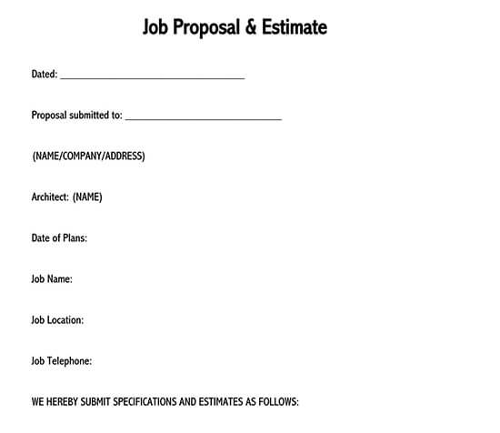 job proposal template excel