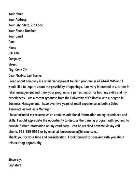 sample letter of interest for a job
