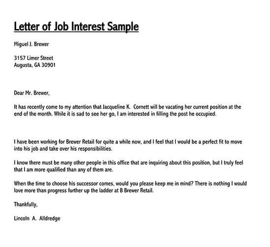 Letter Of Interest For Job - 10+ Free Word, Pdf Documents Download | Free & Premium Templates