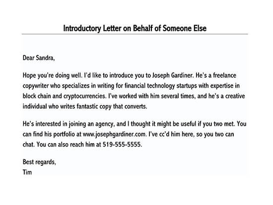 sample letter of introduction