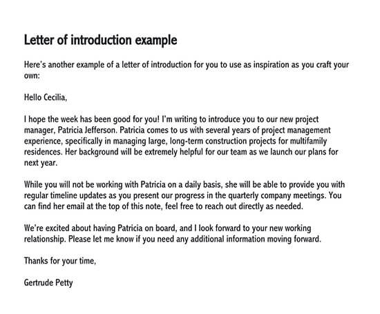 introduction letter to clients