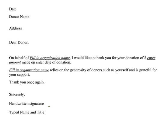 Monetary Contribution Thank You Letter Monetary Contribution Thank You Letter