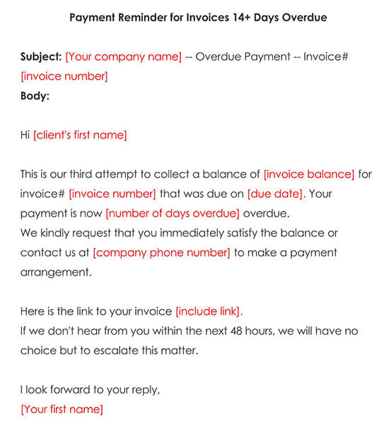 Payment Reminder for Invoices 14+ Days Overdue