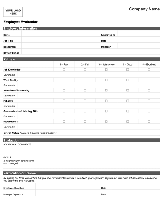  Performance Evaluation Form