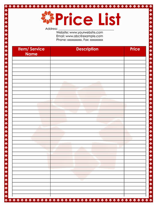 25 Free Price List Templates Price Sheets Word Excel