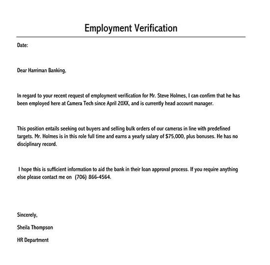 employment verification letter pdf