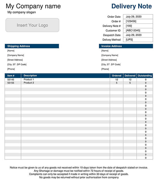 Return Receipt Template