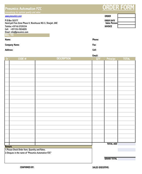 simple order form template 3