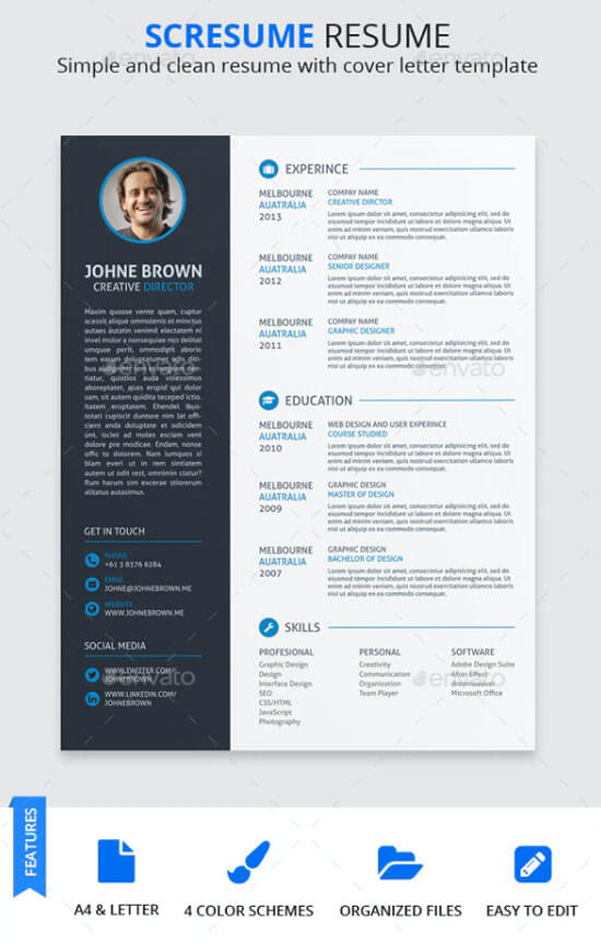 Simple and Clean Resume with Cover Letter Template