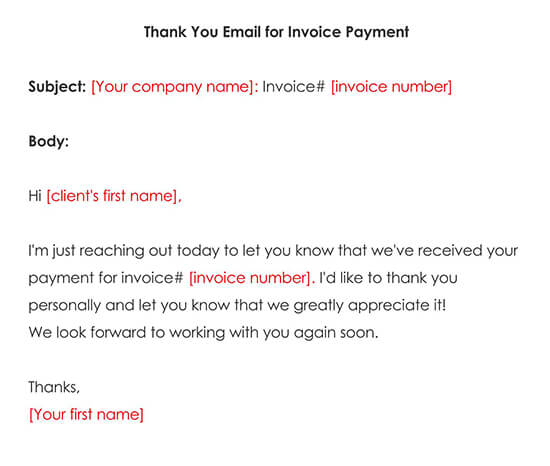Thank You Email for Invoice Payment