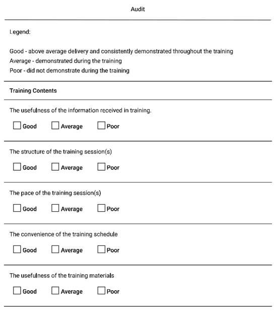Training Effectiveness Evaluation Form Checklist
