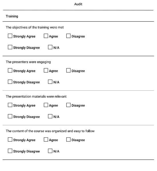 Training Feedback Form for Trainees Checklist