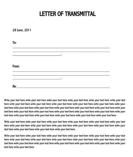 material transmittal form template