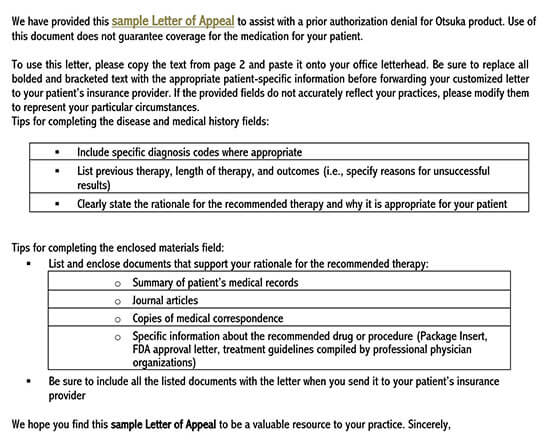 transfer appeal letter