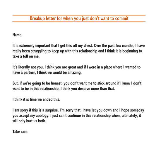 Breakup Letter for When you Just don’t Want to Commit