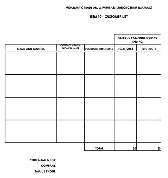 Customer Contact List Template for Excel 06