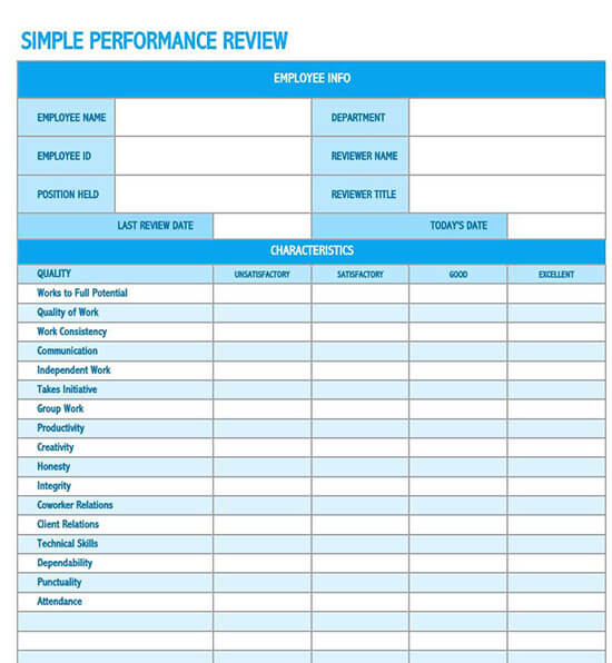 employee performance review template pdf