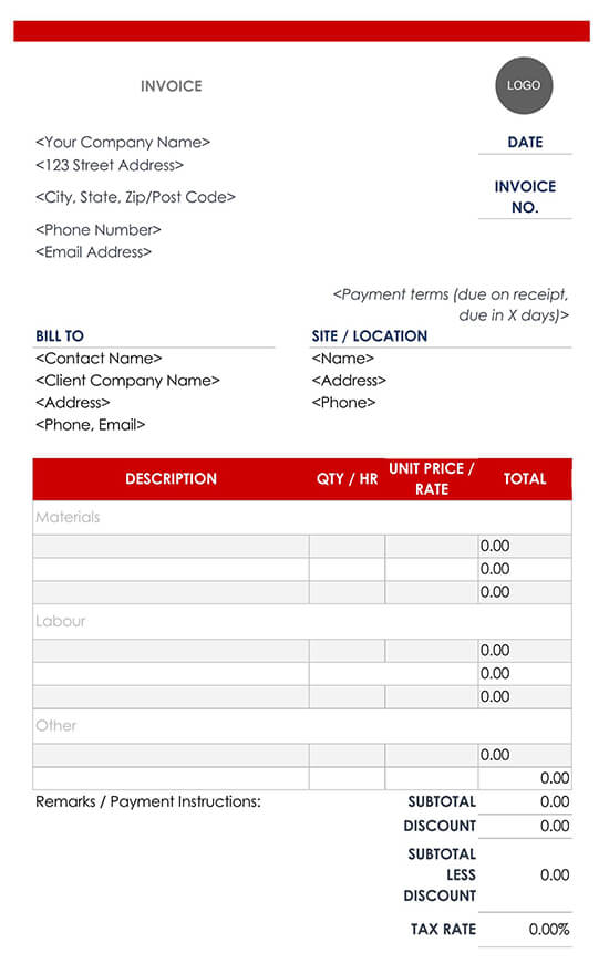 14 Free Construction Invoice Templates Excel Word Pdf