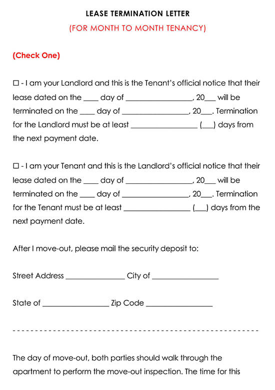 Lease Termination Letter Form