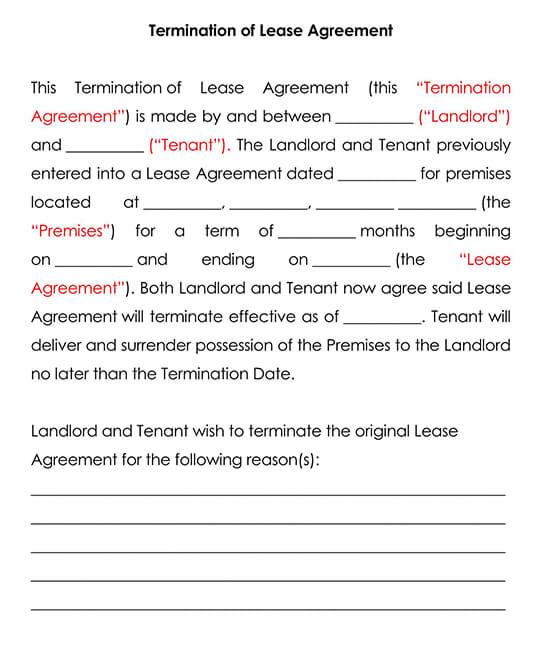 Lease Termination Sample Letter