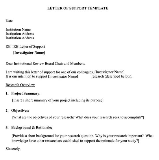 Letter of Support Template 18