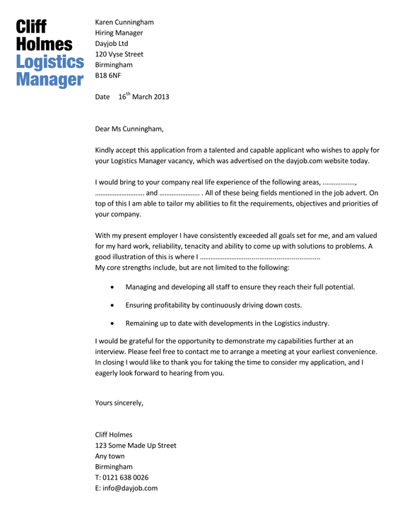 Logistics Manager Resume Description