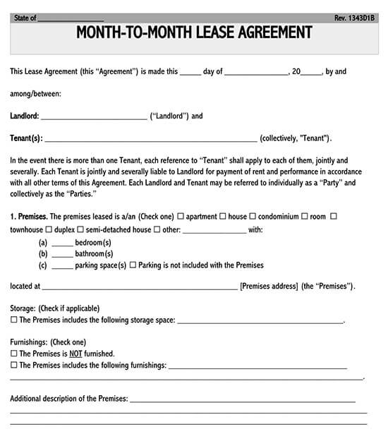 month-to-month rental agreement california