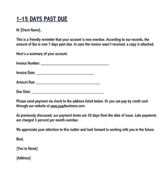 Past Due Invoices Letter Template from www.doctemplates.net