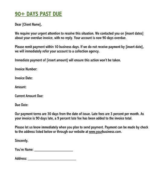 past due invoice letter template
