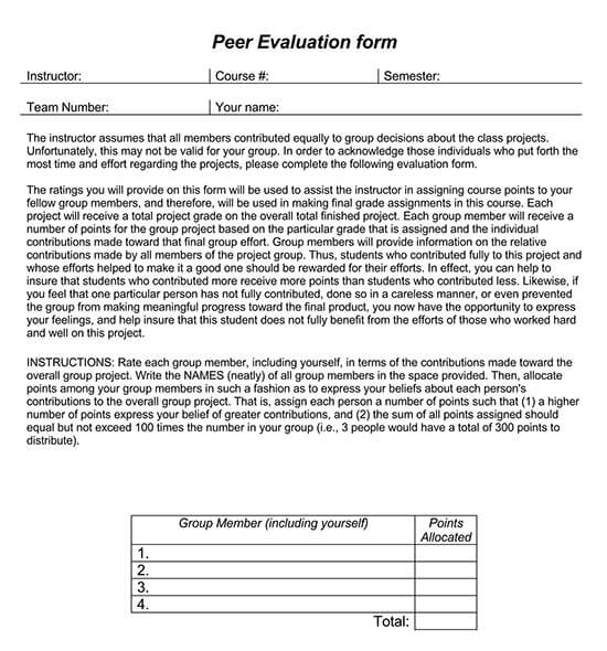 peer evaluation form pdf