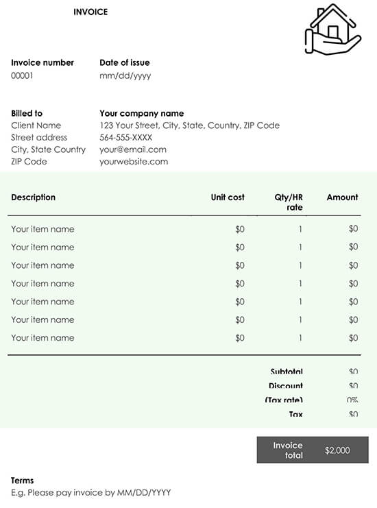 28+ Free Construction Invoice Template Word Pics