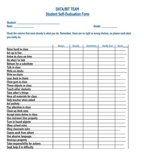 It is an annual review, which an employee has to provide. Self Evaluation Form Of Receptionist : 32 Free Self Evaluation Forms Samples Evaluate Your Self