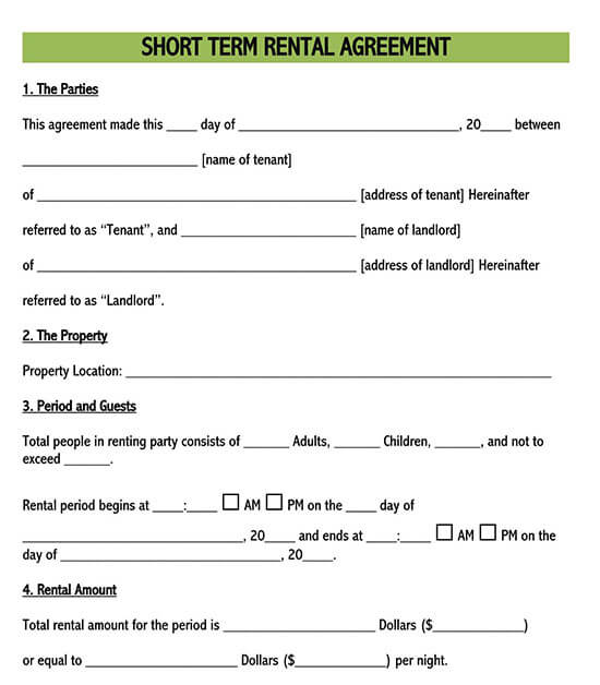 simple rental agreement template word