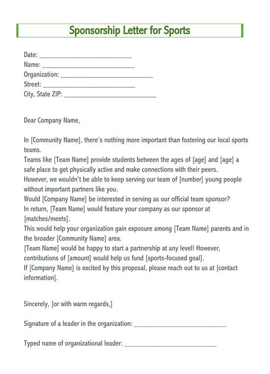 letter requesting sponsorship donation word