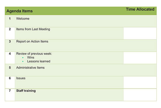Staff Meeting Agenda Word 02 Page 1 team meeting agenda template