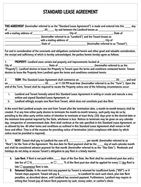 basic rental agreement or residential lease word doc 02