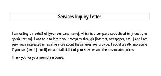 job inquiry letter sample