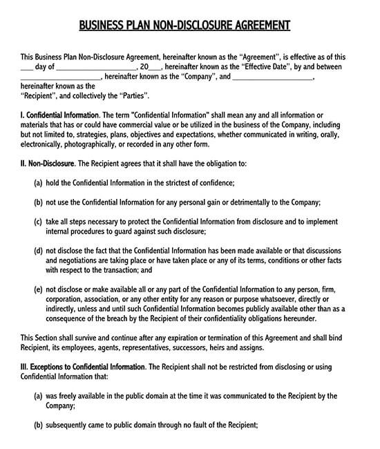 non disclosure agreement example