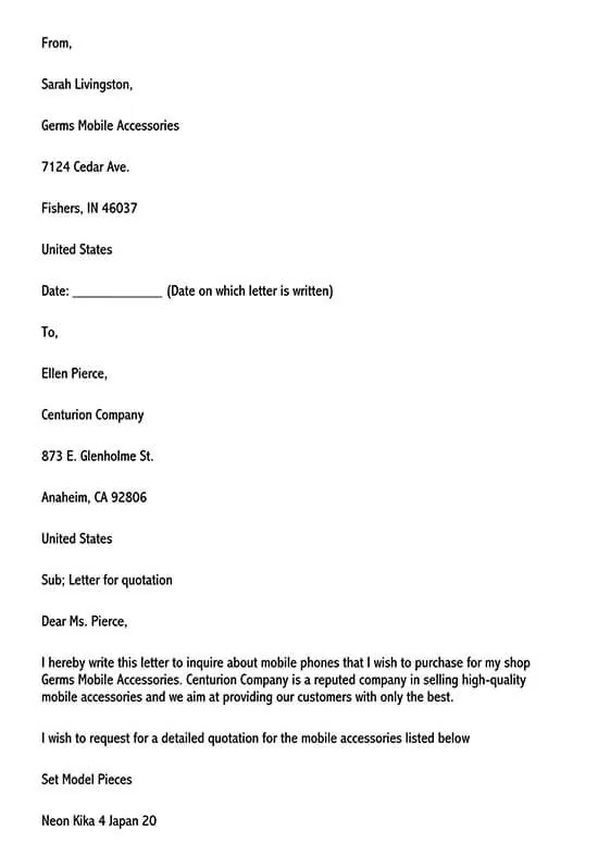 Quotation Letter Sample