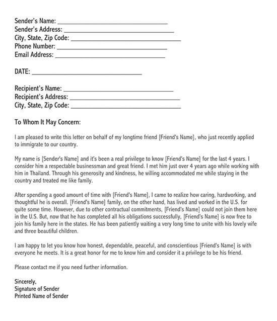 25 Best Immigration Reference Letter Samples